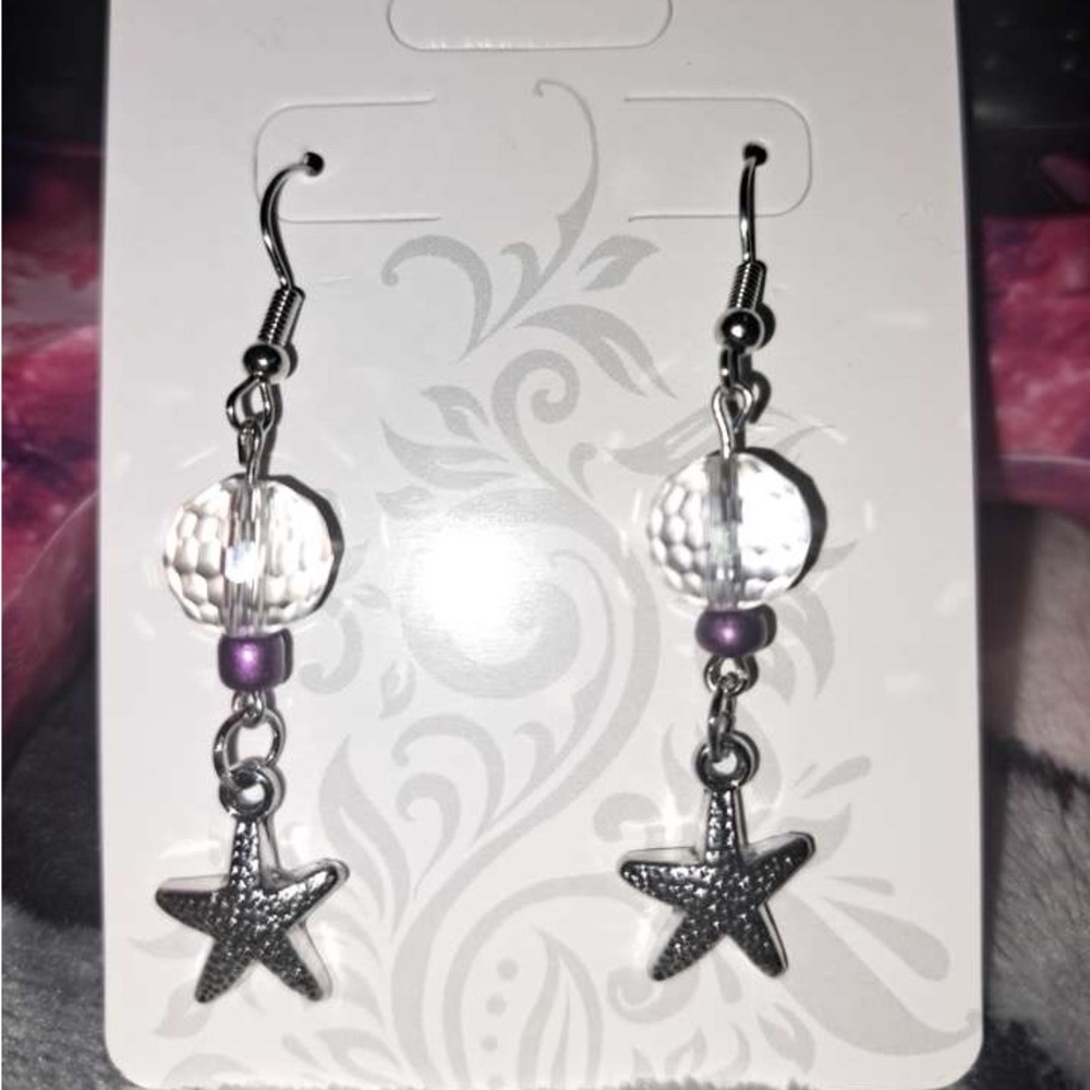 Silver Starfish Dangle Earrings